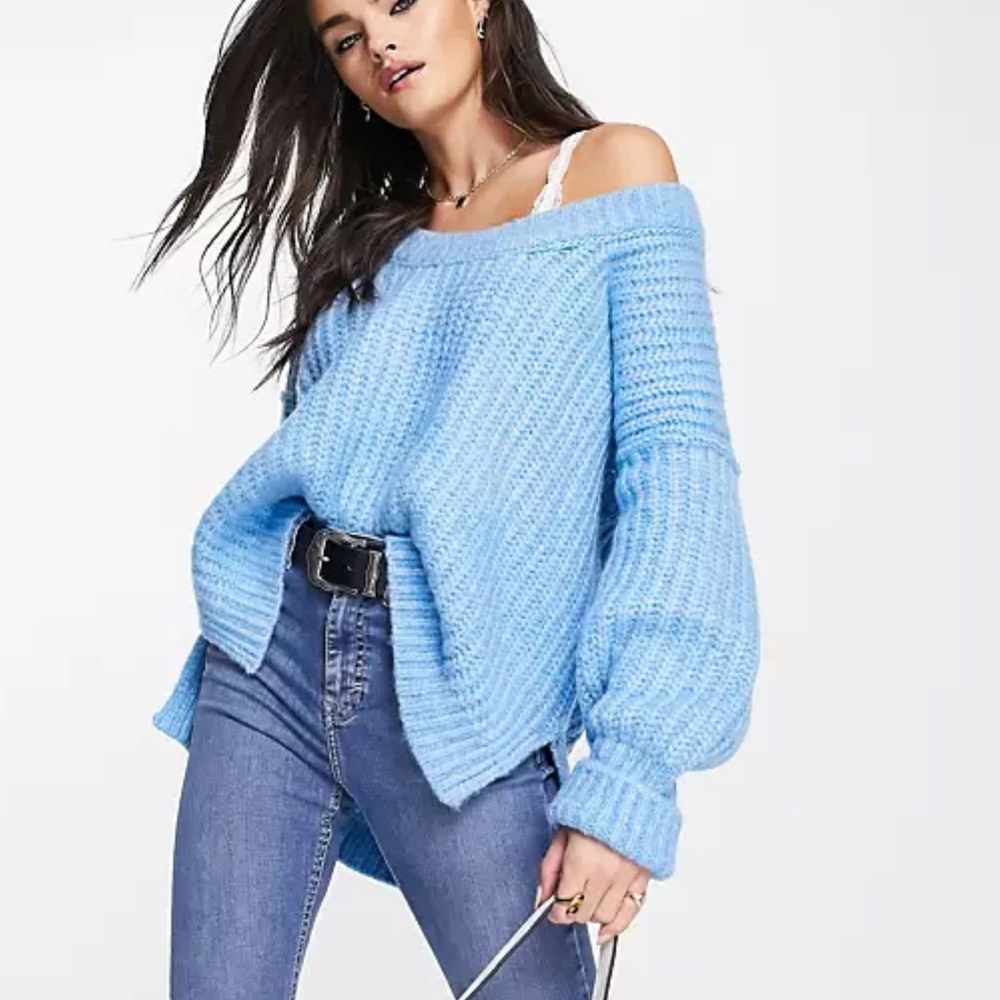 Free People Blue Oversized Sweater Size XS